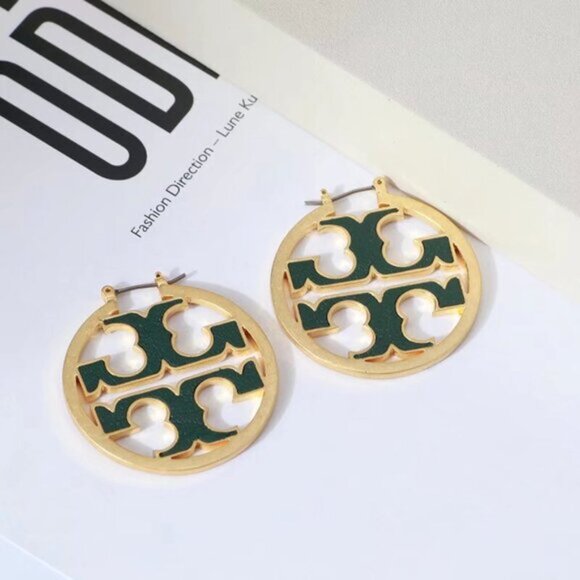 Tory Burch gold and green earrings - Picture 3 of 4